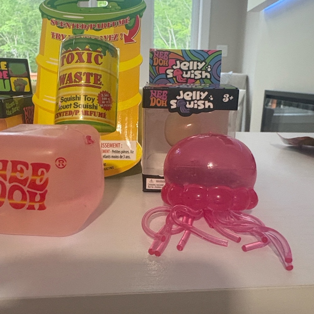 Needoh branded nice cube “dupe” Pink and red,Toxic lime green squish& more